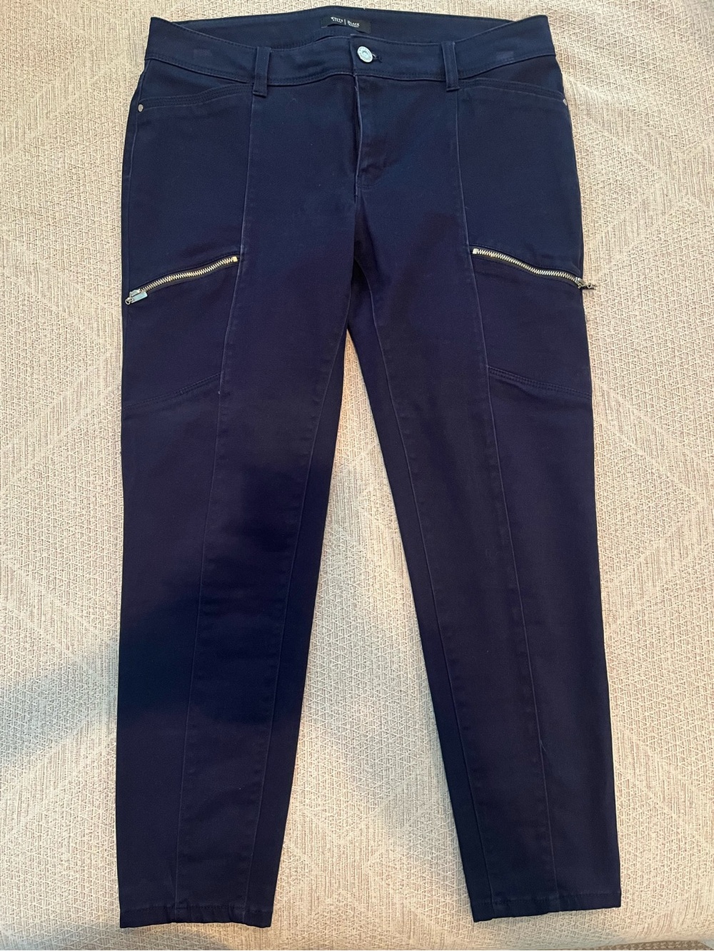 White House Black Market Navy Blue Zipper Pocket Crop Pants